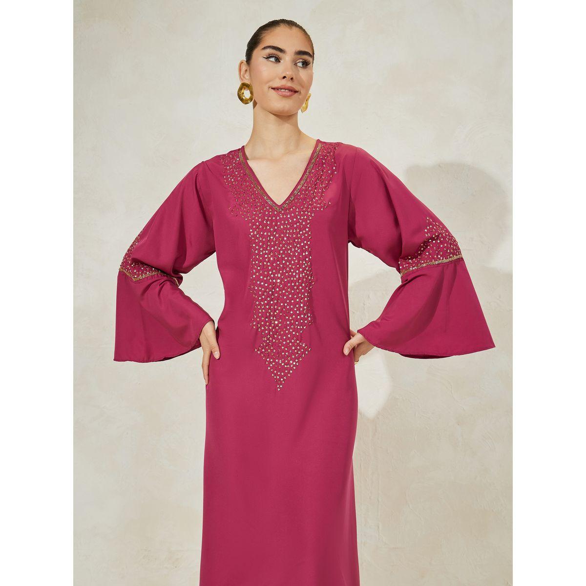 Styli Embellished Detail Bell Sleeves Jalabiya-women-arabicclothing-jalabiyas-image-2