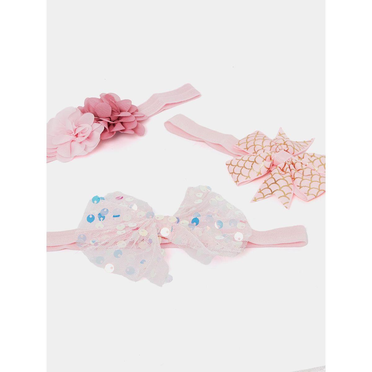 Styli Set of 3 - Floral Applique Embellished Bow Headband-girls-accessories-jewellery-image-1