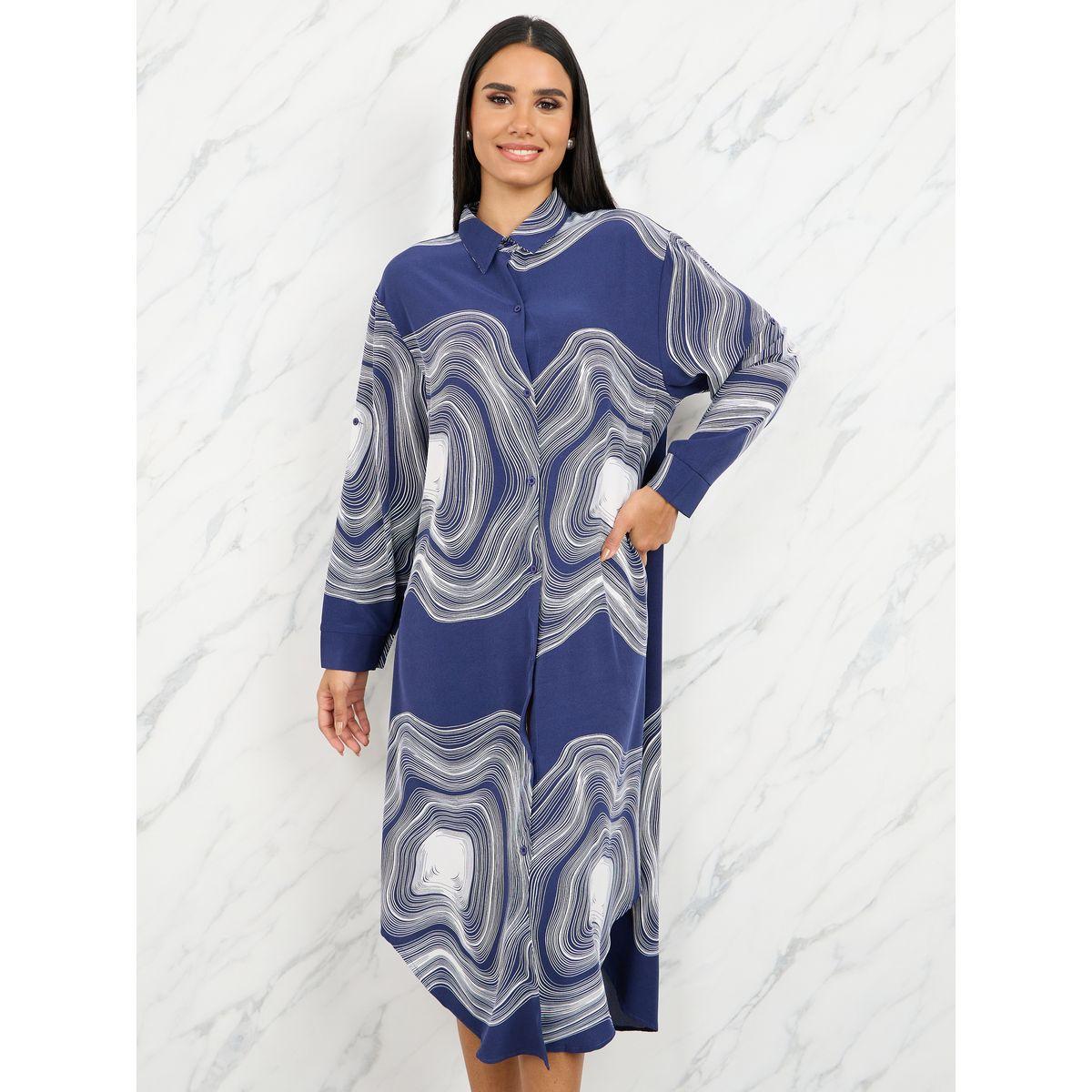 Styli Swirl Print Shirt Midi Dress-women-clothing-dresses-image-2