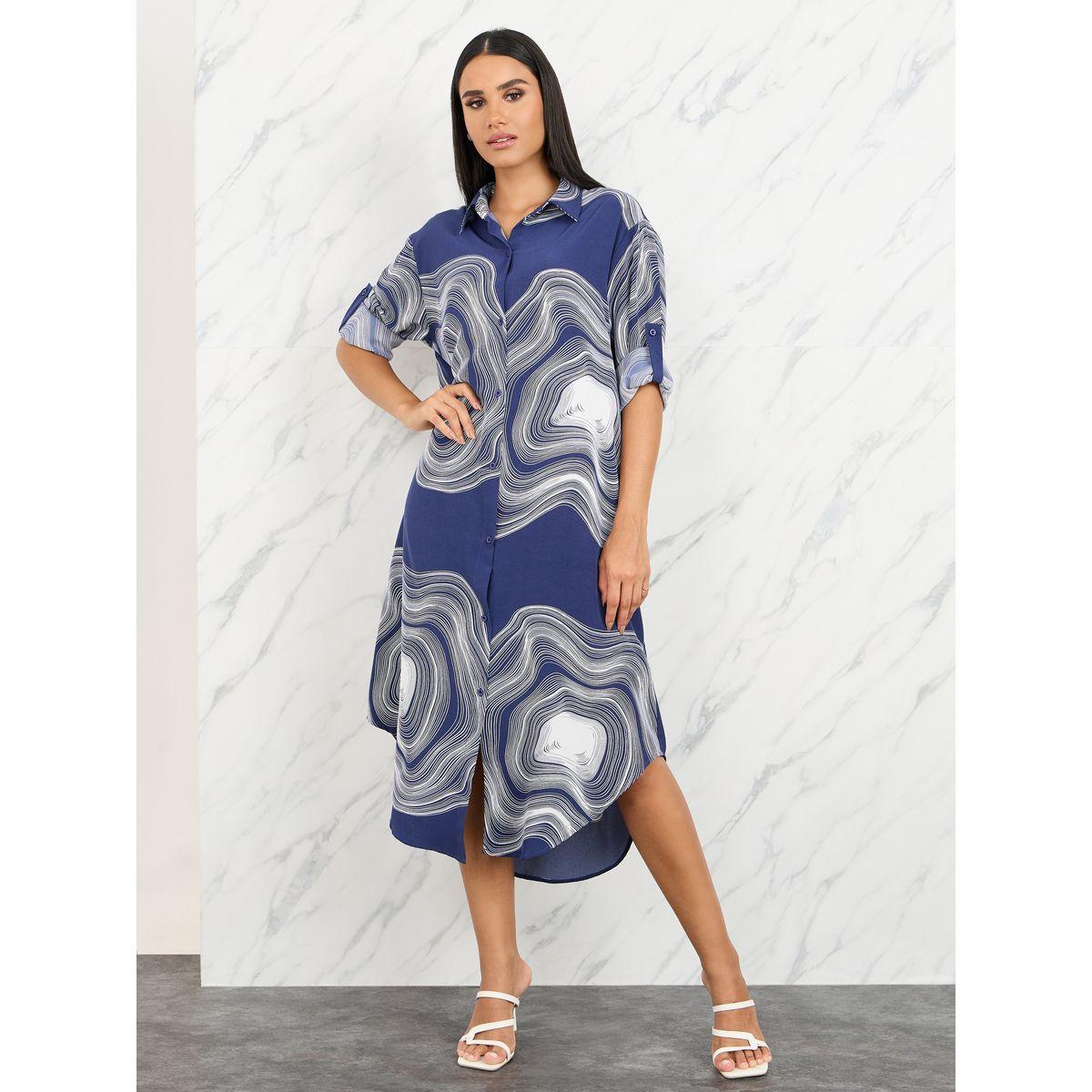 Styli Swirl Print Shirt Midi Dress-women-clothing-dresses-image-3