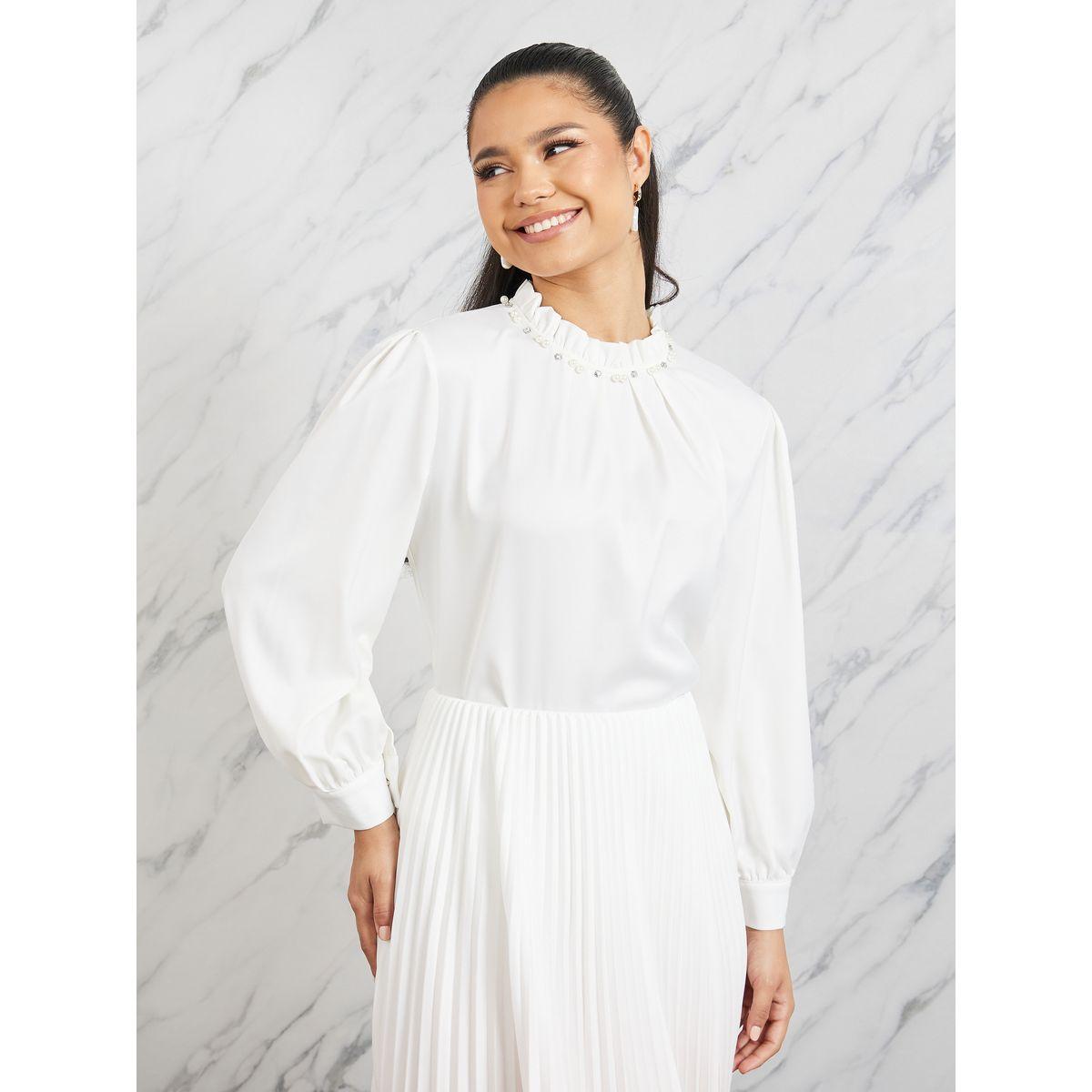 Styli Pearl Detail High Neck Solid Top-women-clothing-shirtsandblouses-blouses-image-1