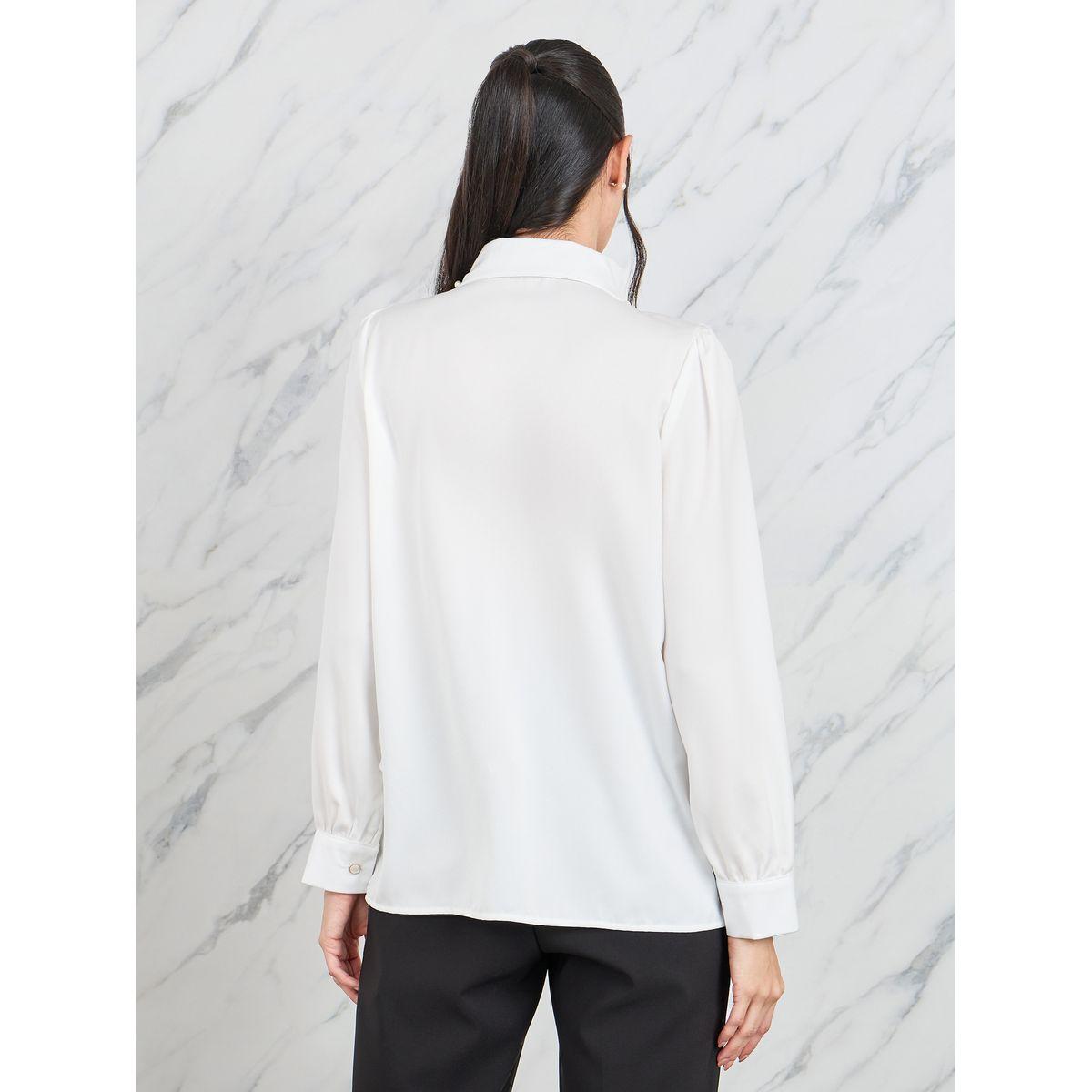Styli Sequin Collar Detail Button Up Solid Shirt-women-clothing-shirtsandblouses-shirts-image-5