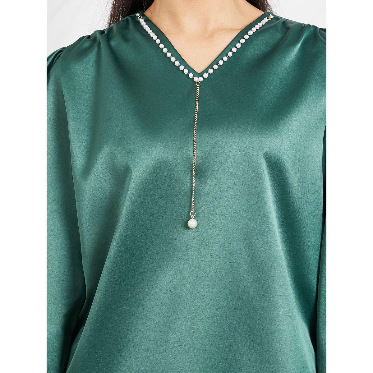 Styli Pearl Trim V Neck Satin Blouse-women-clothing-shirtsandblouses-blouses-image-4