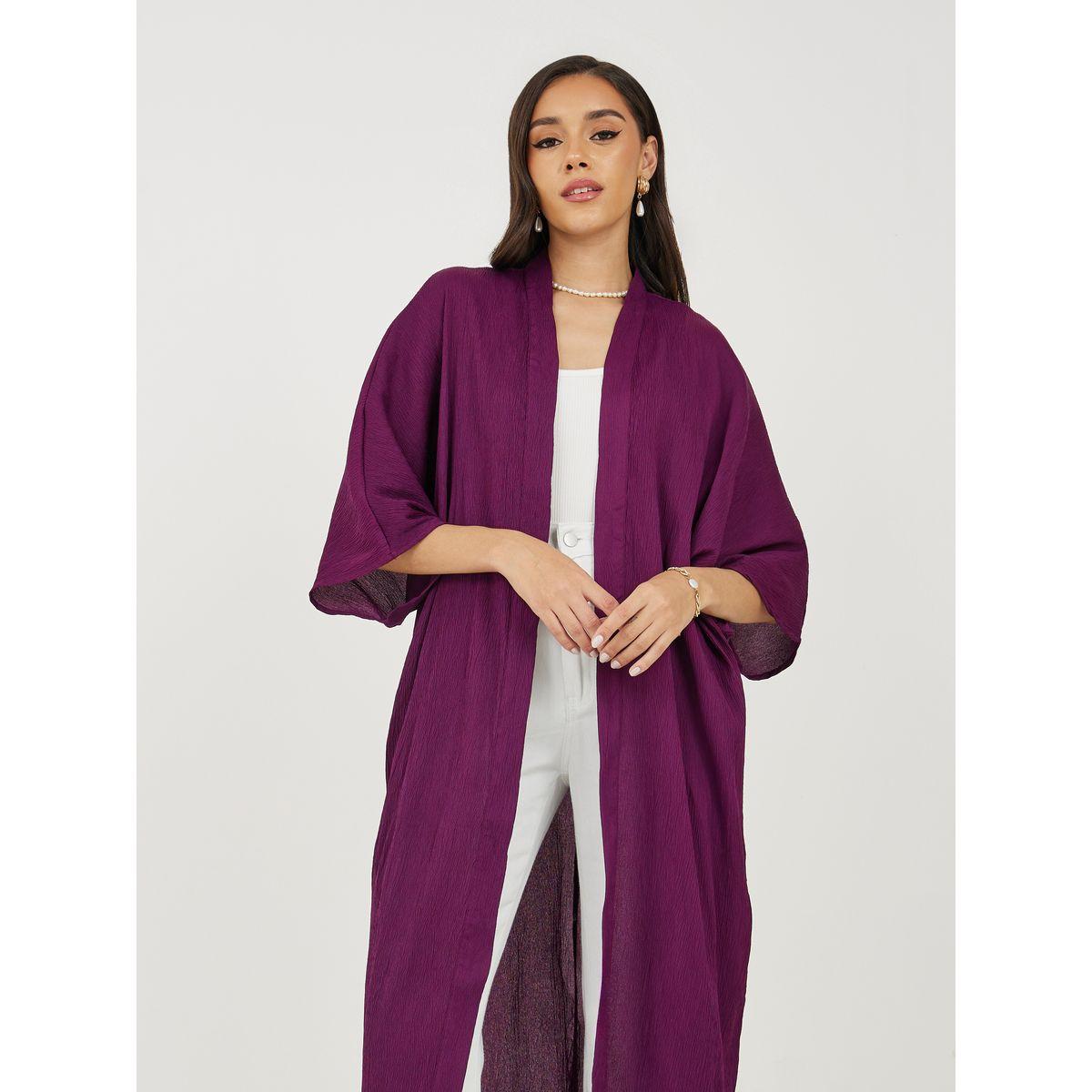 Styli Textured Oversized Maxi Kimono-women-clothing-shirtsandblouses-shirts-image-2
