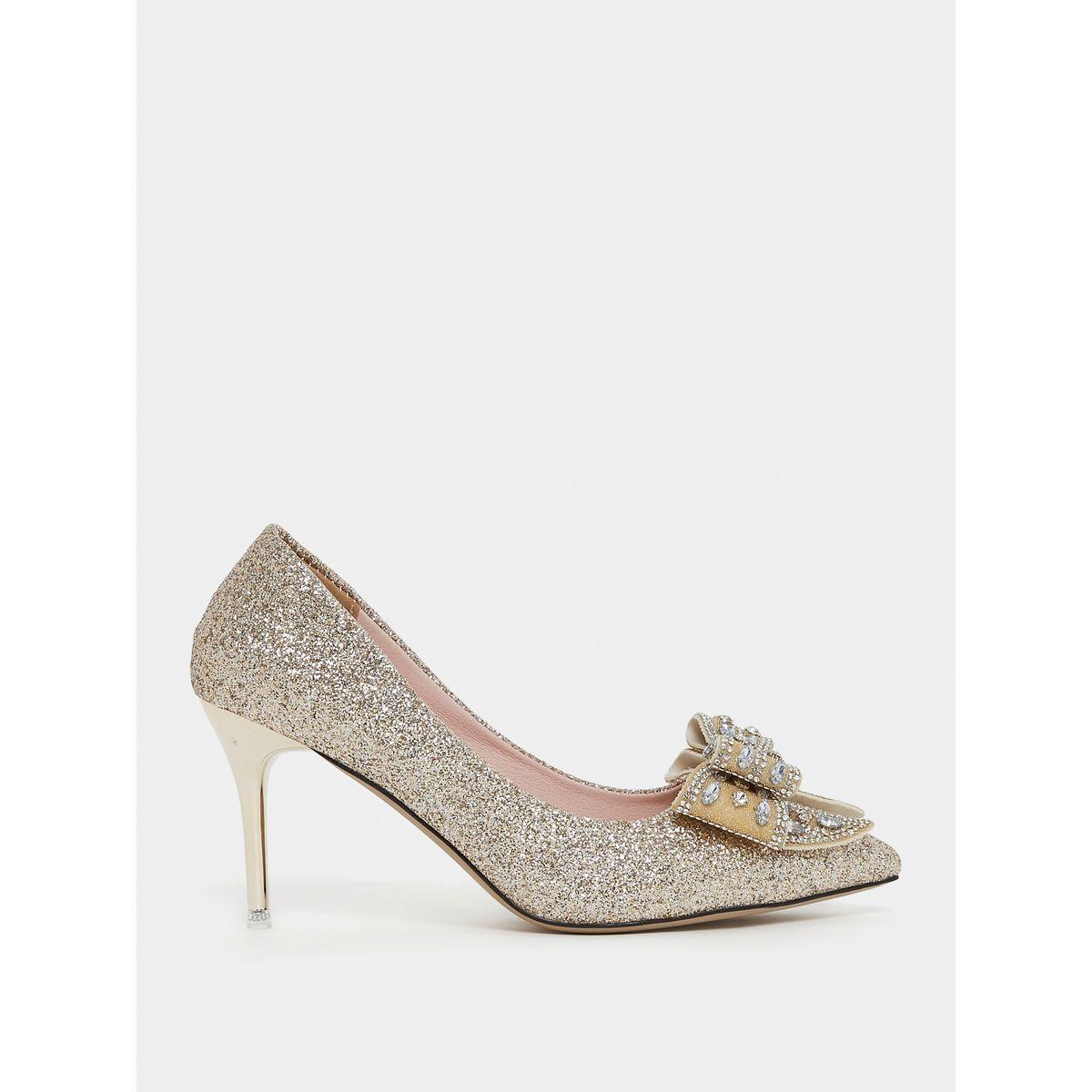 Styli Embellished Bow Mid Heel Sandals-women-shoes-heels-image-2