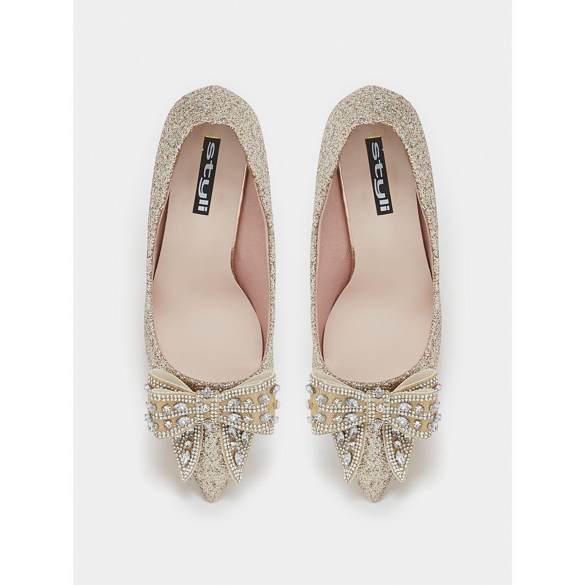 Styli Embellished Bow Mid Heel Sandals-women-shoes-heels-image-6
