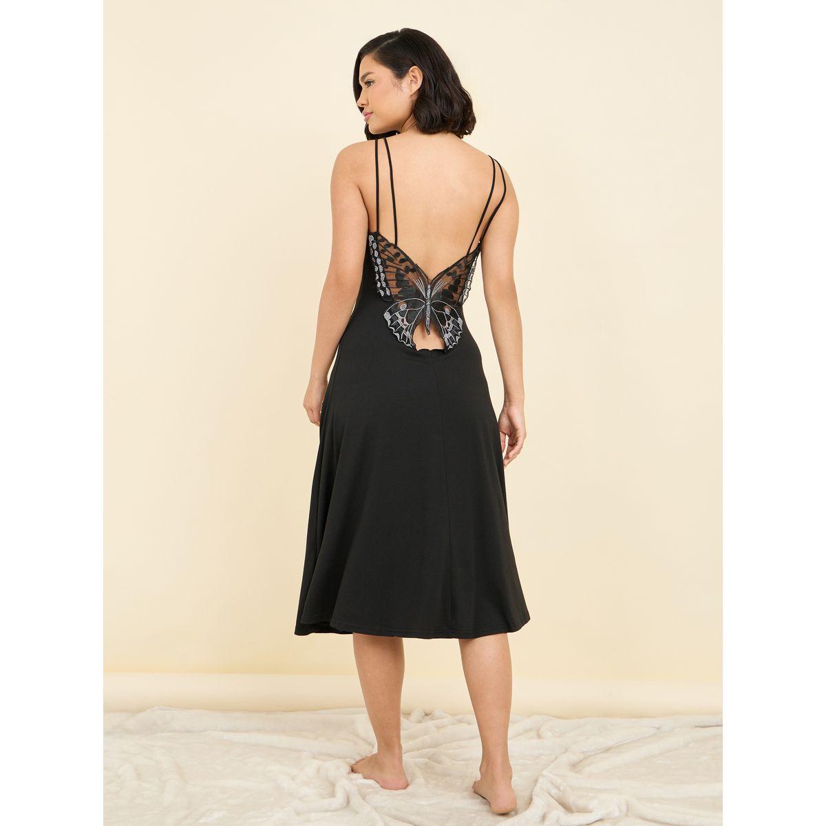Styli Unwind Butterfly Back Double Strap Slip Dress-women-clothing-nightwear-nighties-image-1
