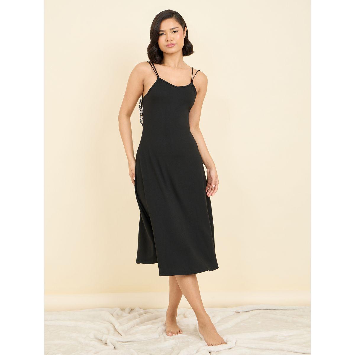 Styli Unwind Butterfly Back Double Strap Slip Dress-women-clothing-nightwear-nighties-image-2