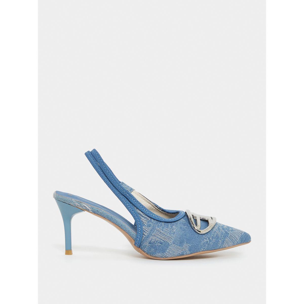 Styli Metal Accent Denim Slingback Heel Pump-women-shoes-heels-image-1