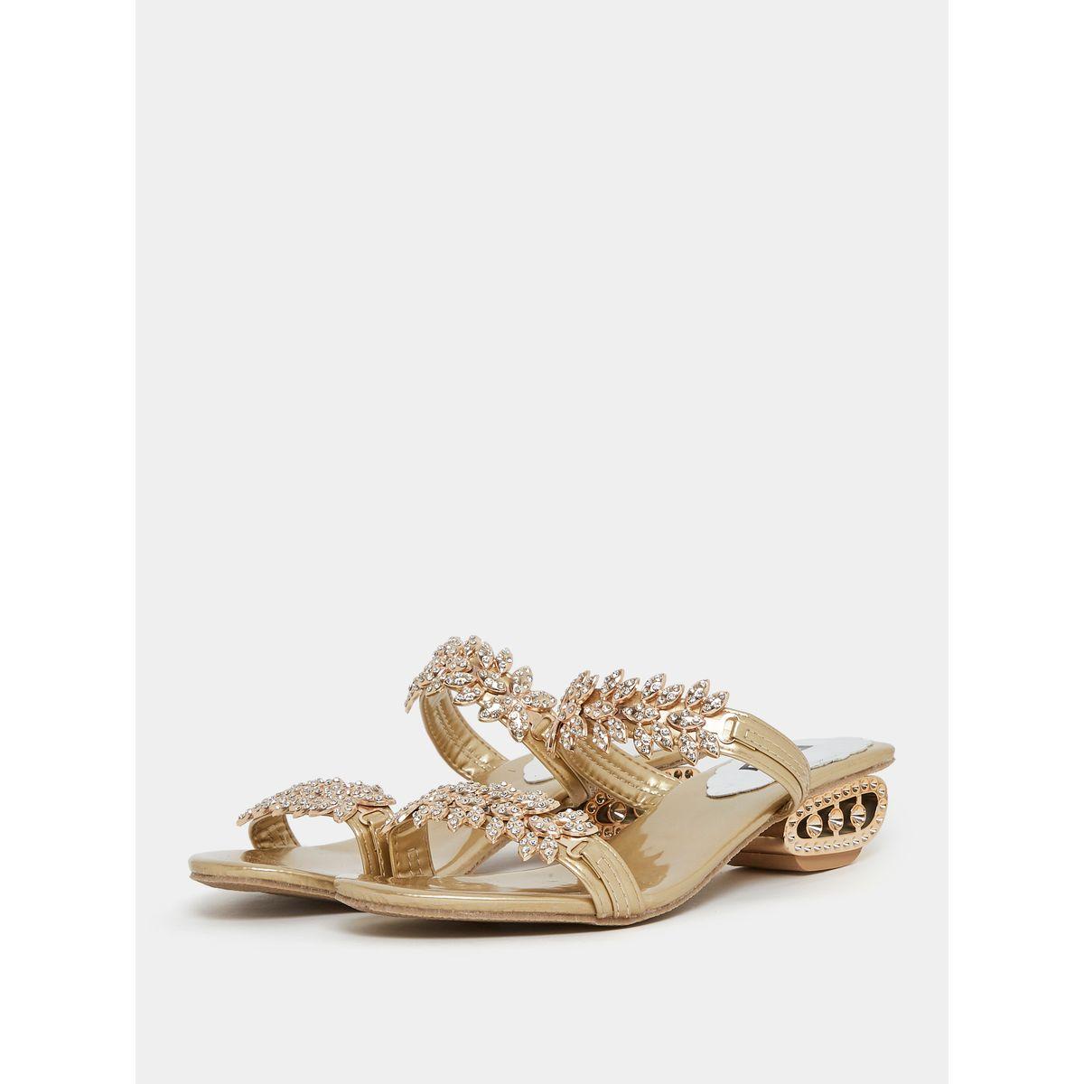 صندل فلات بسيور منمقة بكريستال صناعي-women-shoes-sandals-flats-image-3