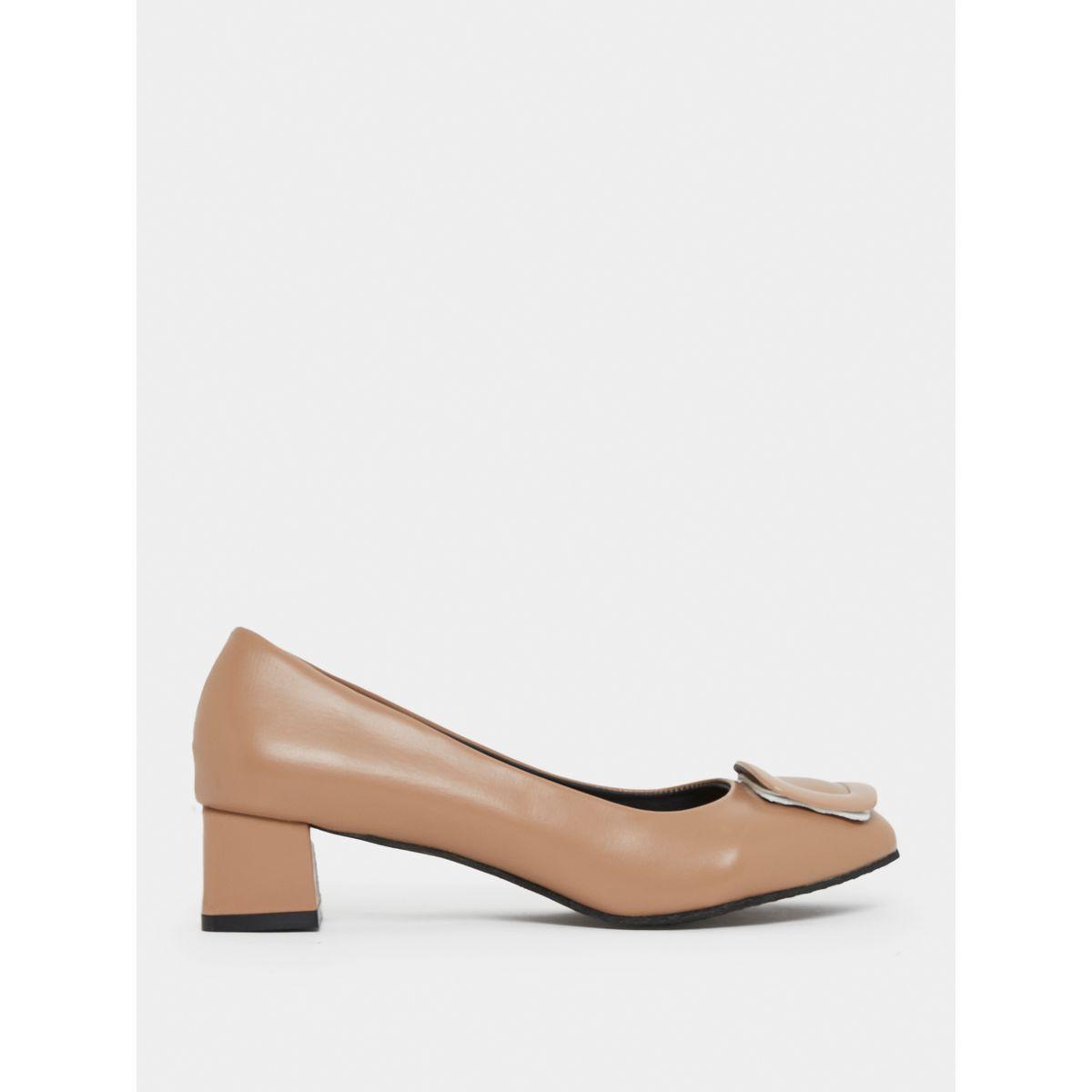 Styli Buckle Accent Slip On Block Heel Sandals-women-shoes-heels-image-2