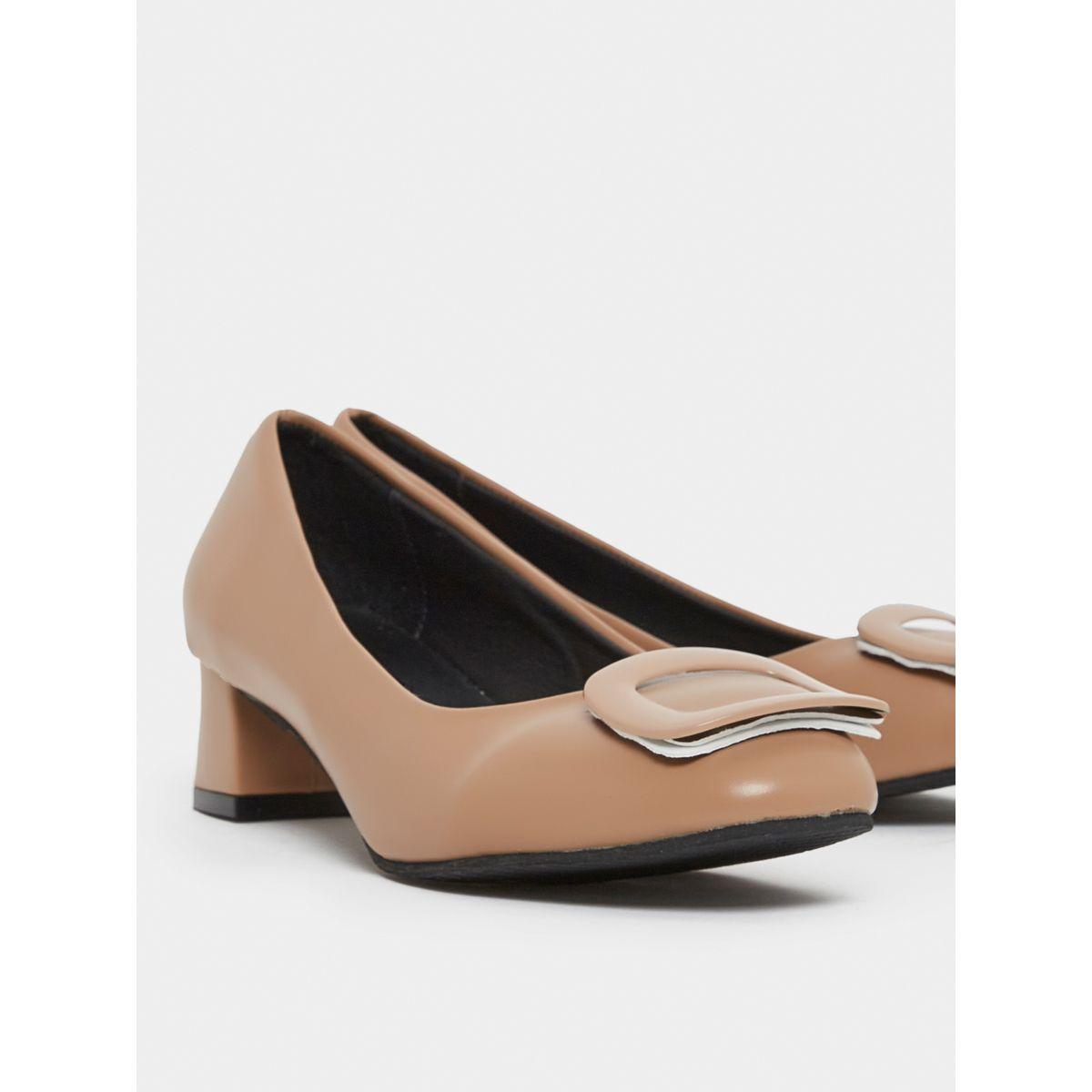Styli Buckle Accent Slip On Block Heel Sandals-women-shoes-heels-image-4