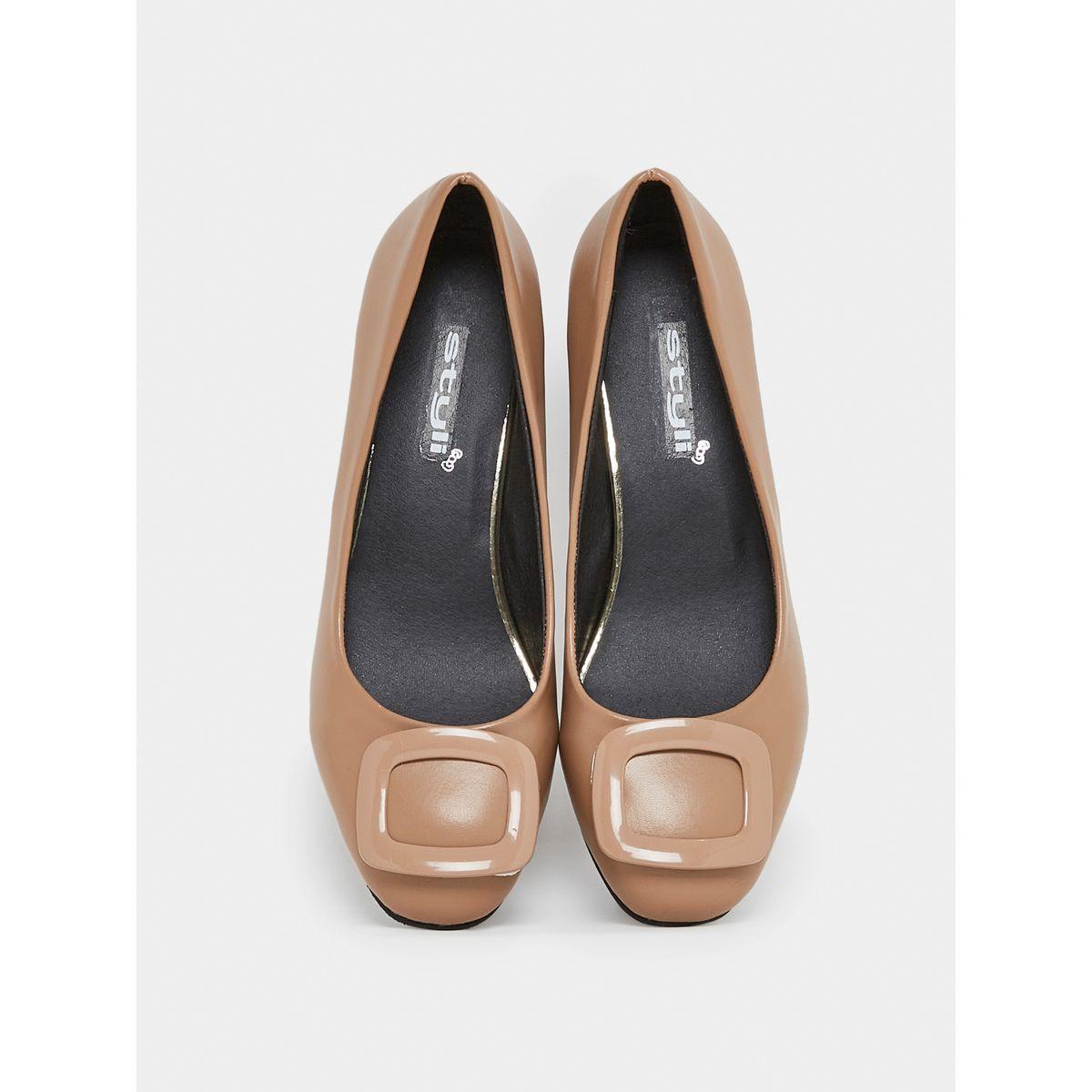Styli Buckle Accent Slip On Block Heel Sandals-women-shoes-heels-image-6