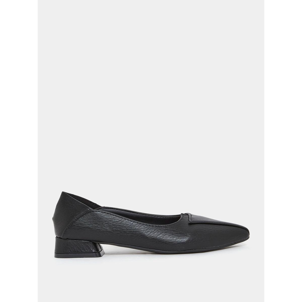 Styli Textured Pointed Toe Flat Heel Ballerina Shoes-women-shoes-loafersandmoccasins-image-2