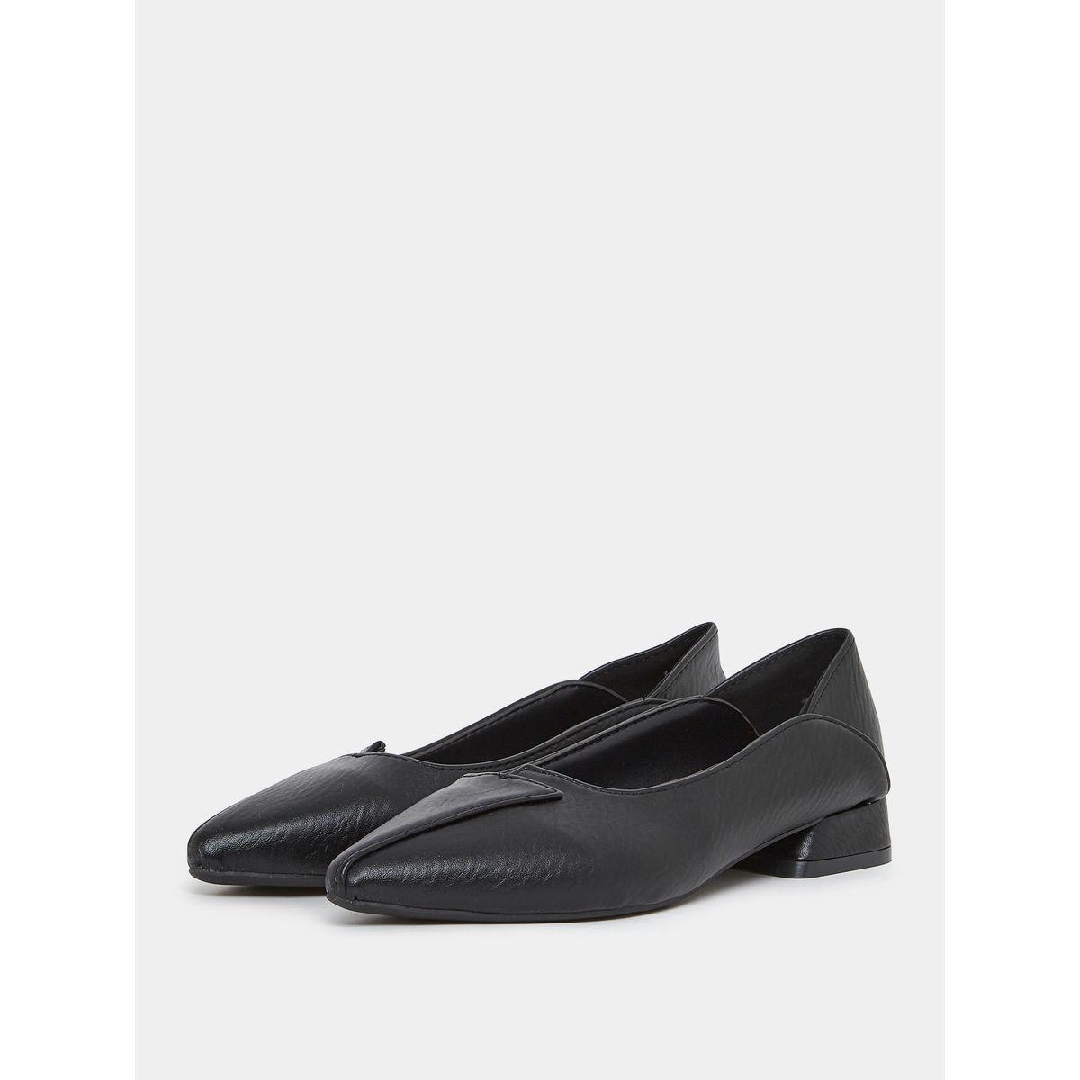 Styli Textured Pointed Toe Flat Heel Ballerina Shoes-women-shoes-loafersandmoccasins-image-3