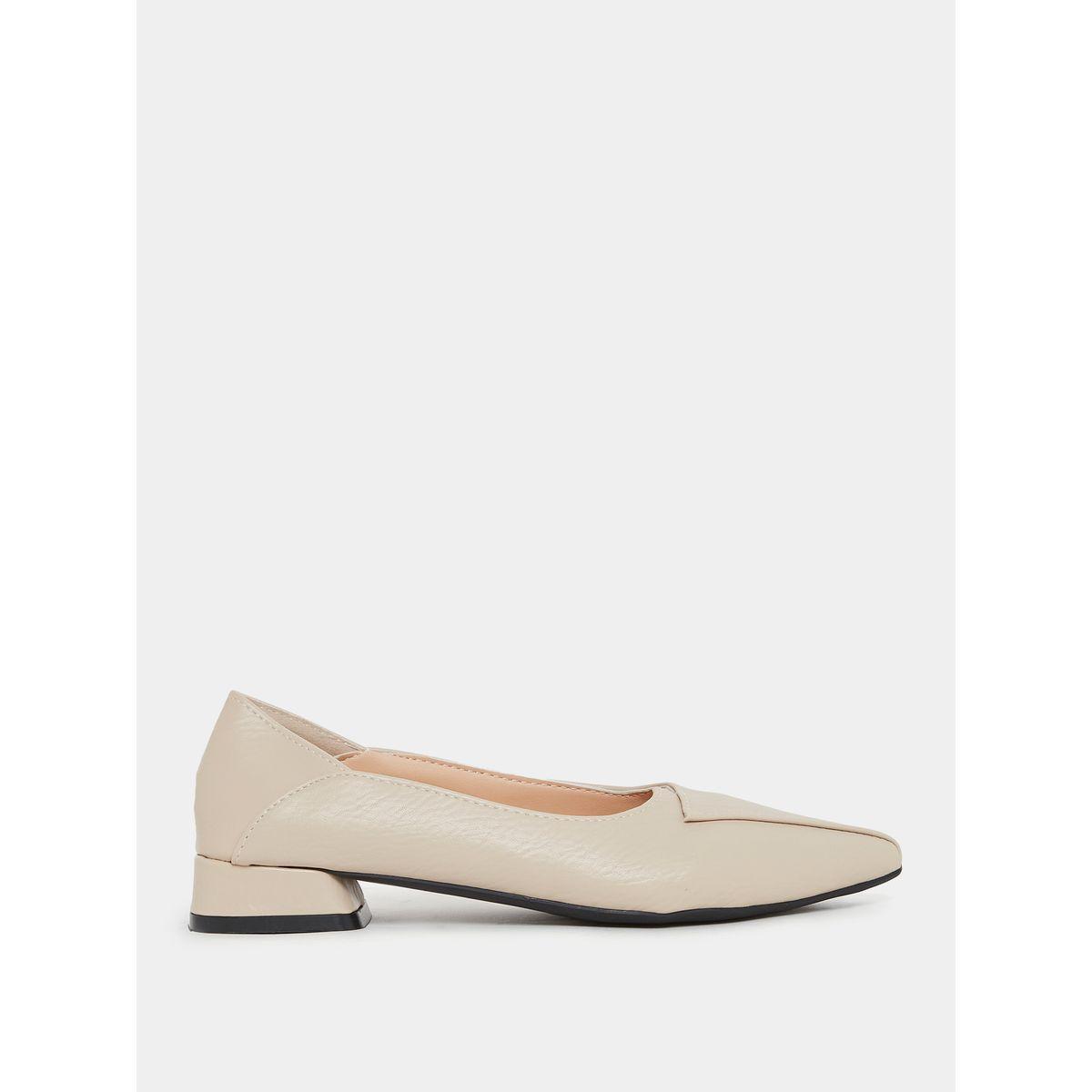 Styli Textured Pointed Toe Flat Heel Ballerina Shoes-women-shoes-loafersandmoccasins-image-2