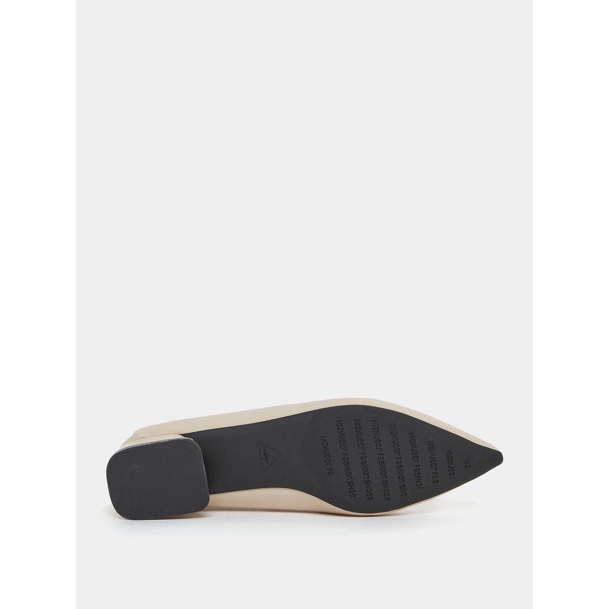 Styli Textured Pointed Toe Flat Heel Ballerina Shoes-women-shoes-loafersandmoccasins-image-7