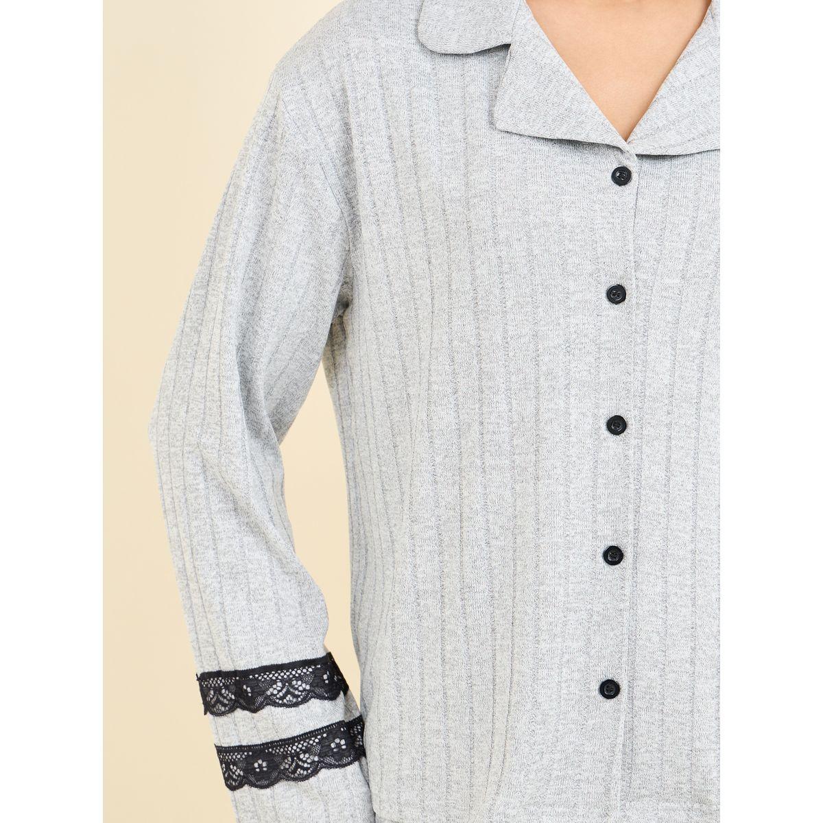 Styli Unwind Lace Insert Ribbed Shirt and Pyjama Set-women-clothing-nightwear-pyjamas-longsets-image-3