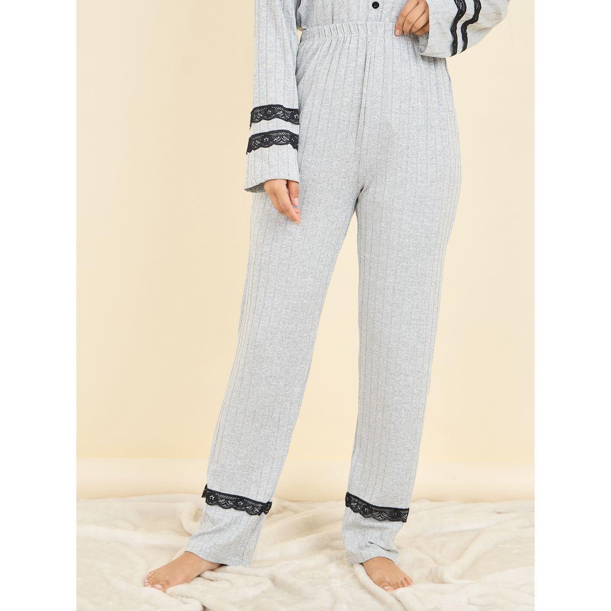 Styli Unwind Lace Insert Ribbed Shirt and Pyjama Set-women-clothing-nightwear-pyjamas-longsets-image-5
