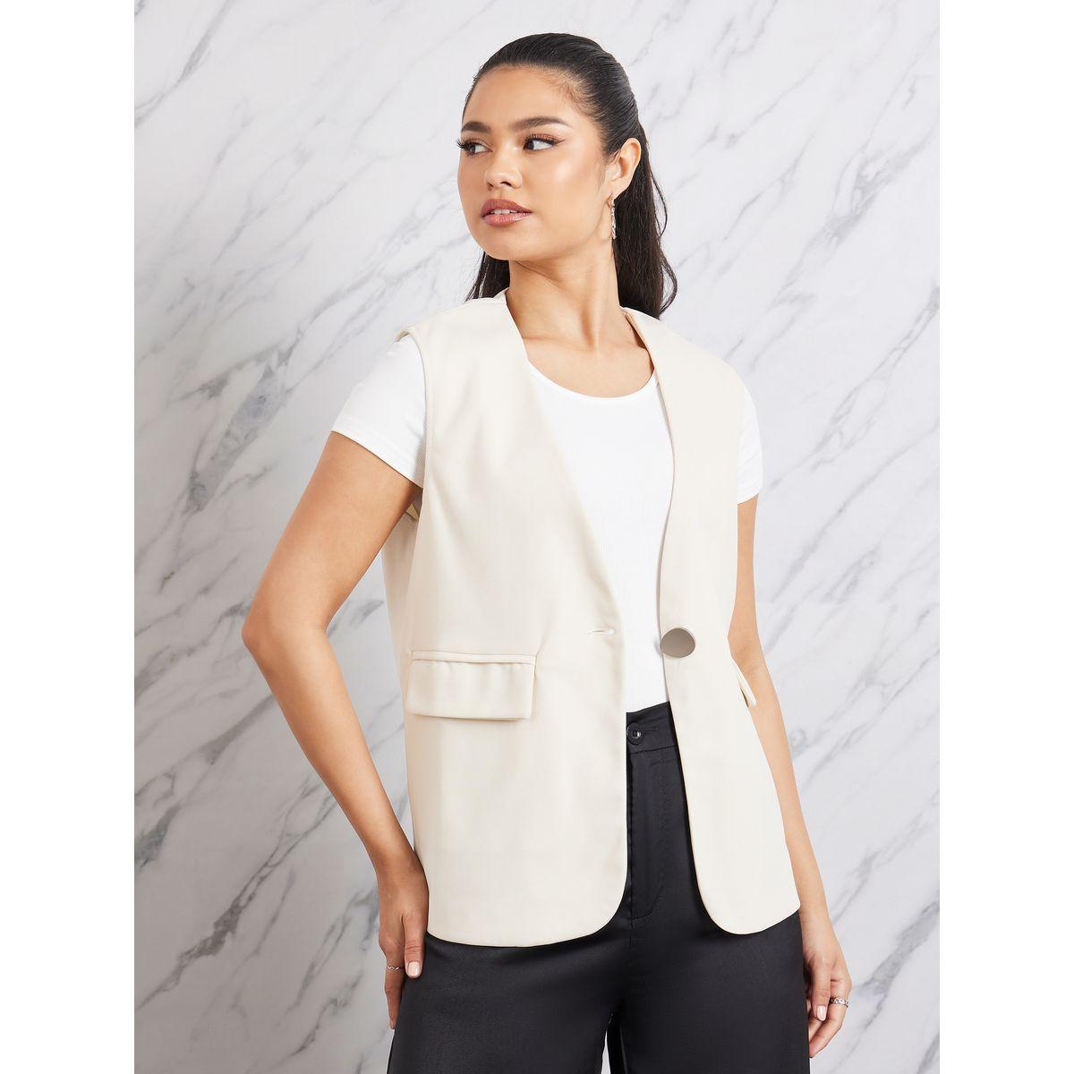 بليزر سادة بلا اكمام مع جيوب-women-clothing-coatsandjackets-blazers-image-2