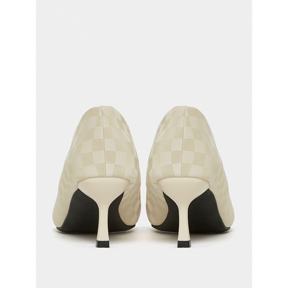Styli Metal Accent Checked Kitten Heel Sandal-women-shoes-heels-image-5