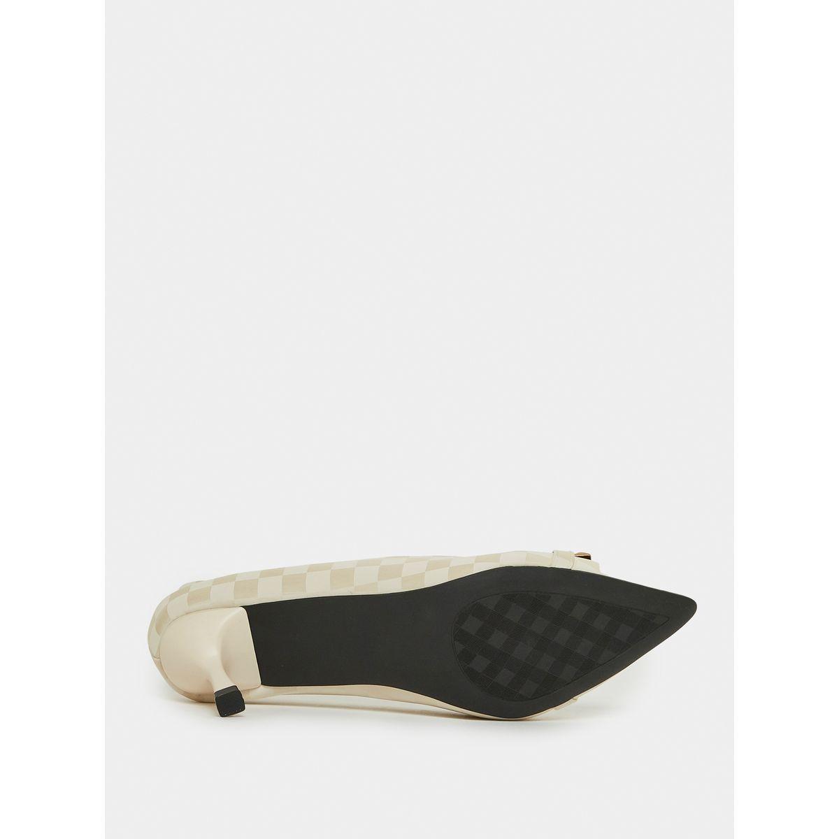 Styli Metal Accent Checked Kitten Heel Sandal-women-shoes-heels-image-7