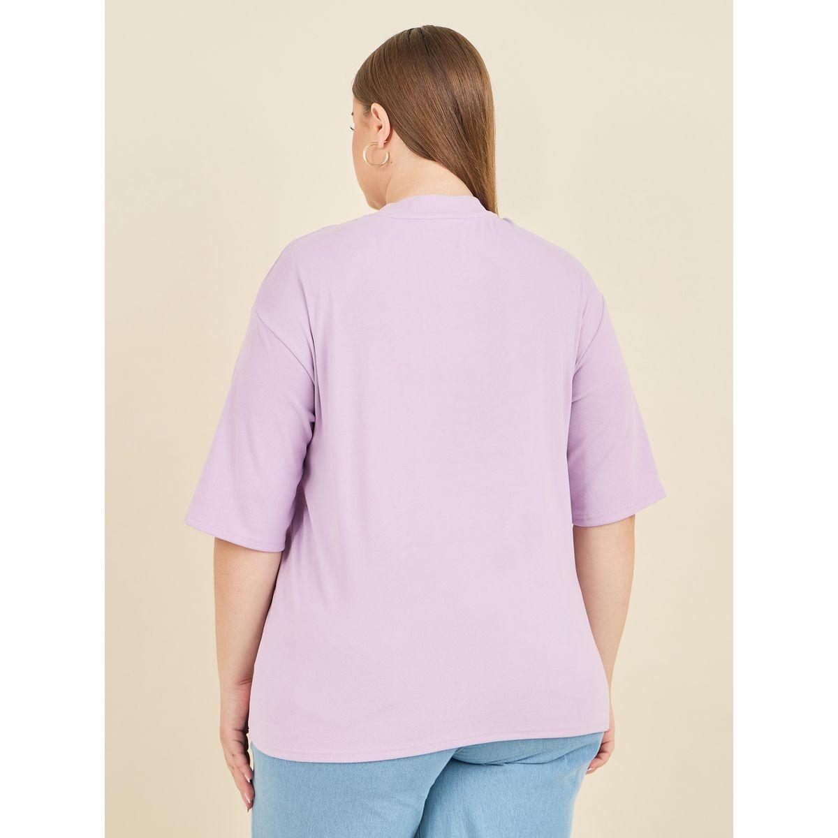 تيشيرت واسع بمقاس كبير مع ياقة عالية-women-clothing-tshirts-image-4
