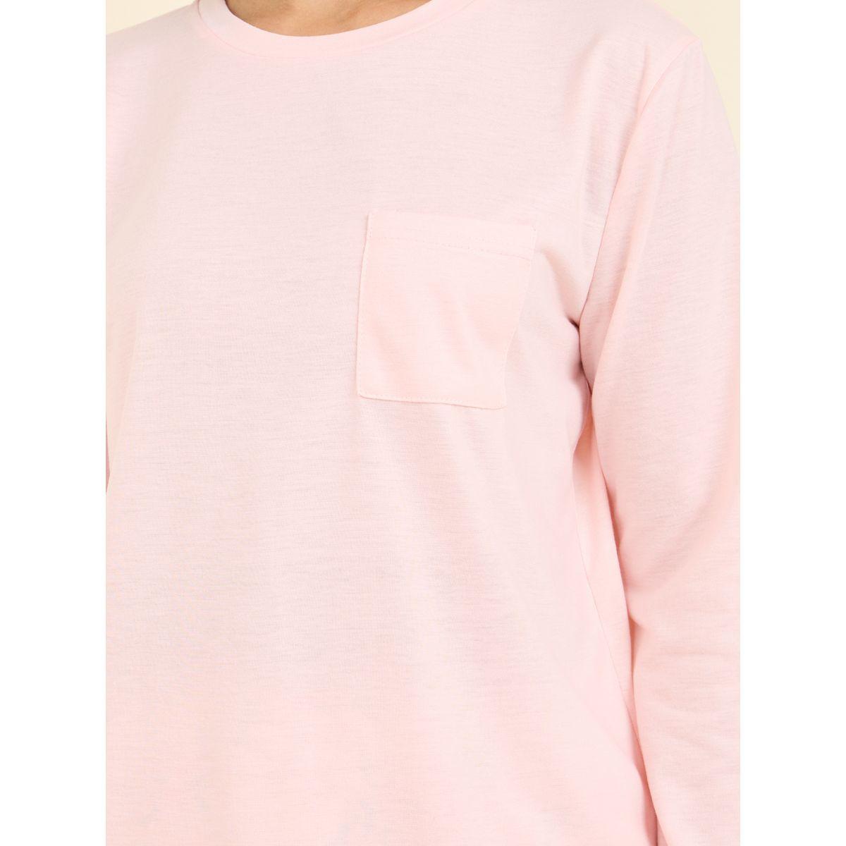 Styli Unwind Solid Pocket Detail T-shirt and Floral Print Pyjama Set-women-clothing-nightwear-pyjamas-longsets-image-3