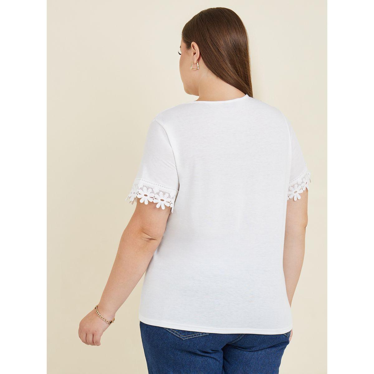 Styli Plus Lace Detail Regular Fit Round Neck T-Shirt-women-clothing-tshirts-image-4