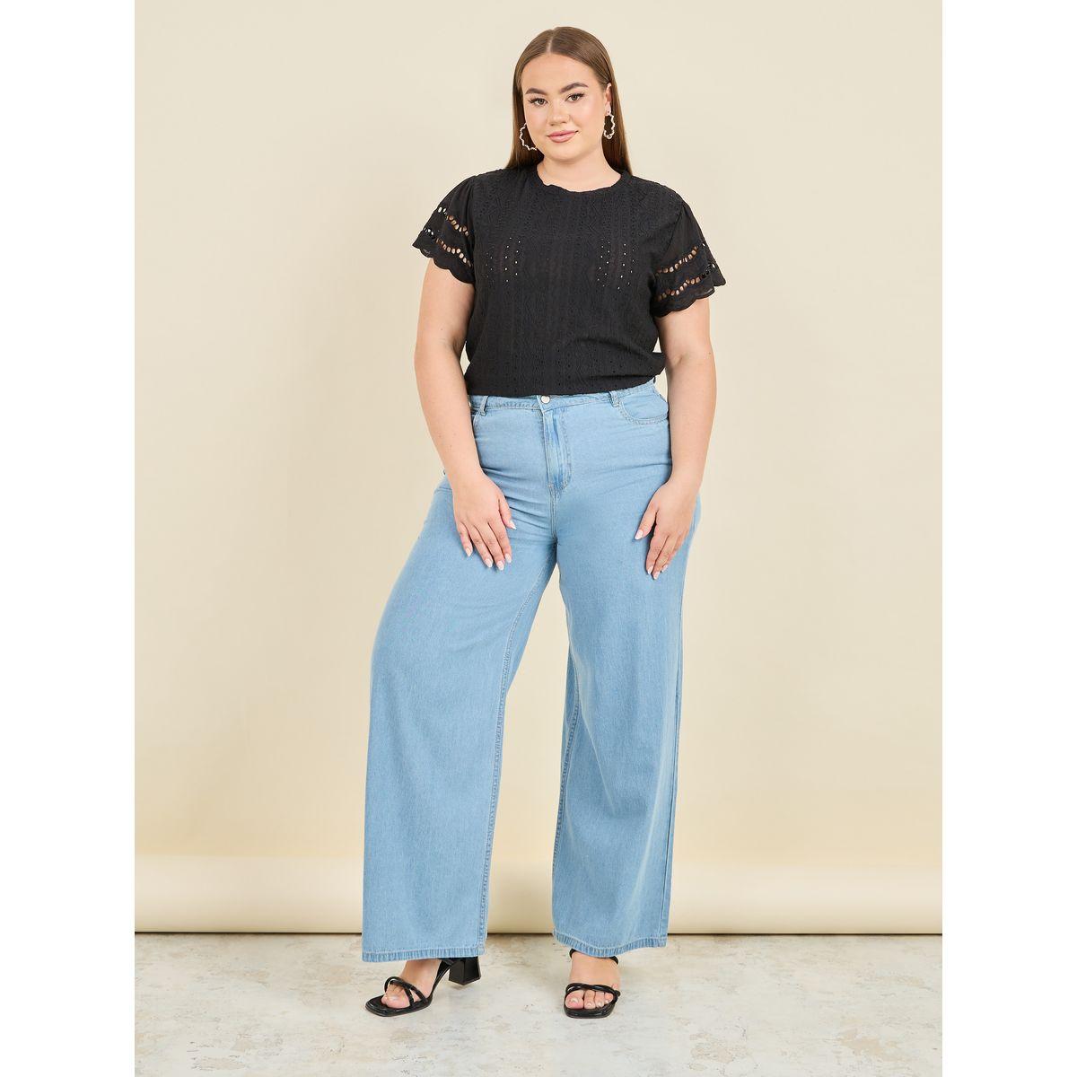 Styli Plus Broderie Woven Regular Fit T-shirt-women-clothing-tshirts-image-2