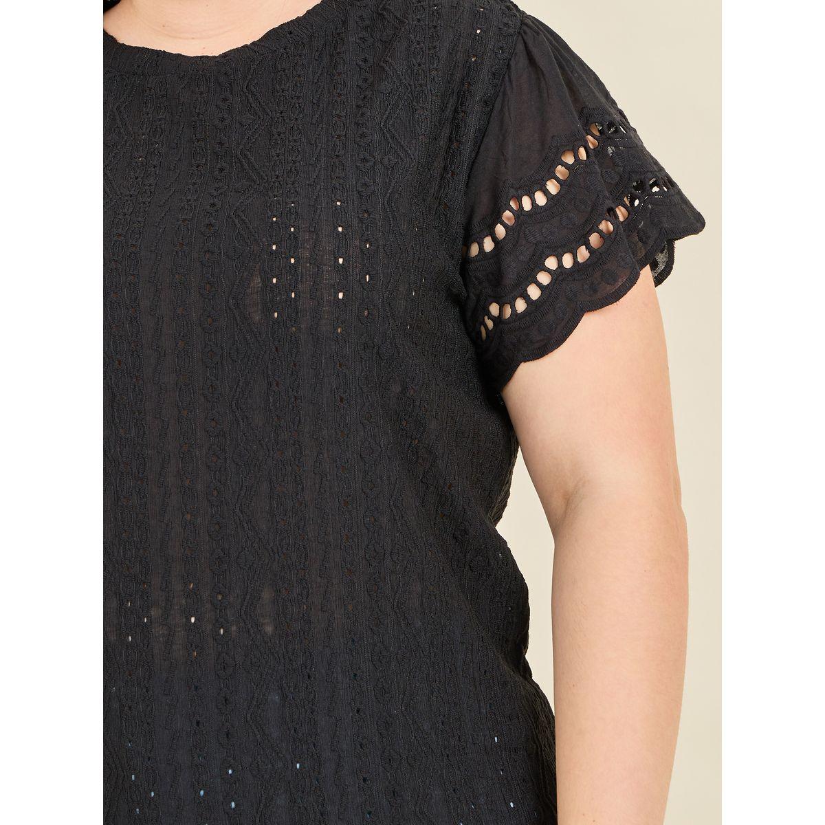 Styli Plus Broderie Woven Regular Fit T-shirt-women-clothing-tshirts-image-4