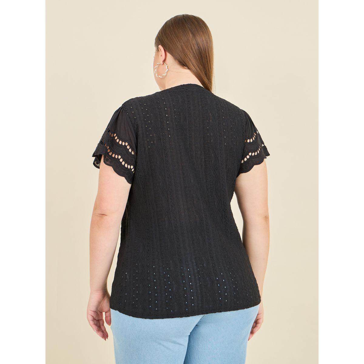 Styli Plus Broderie Woven Regular Fit T-shirt-women-clothing-tshirts-image-5
