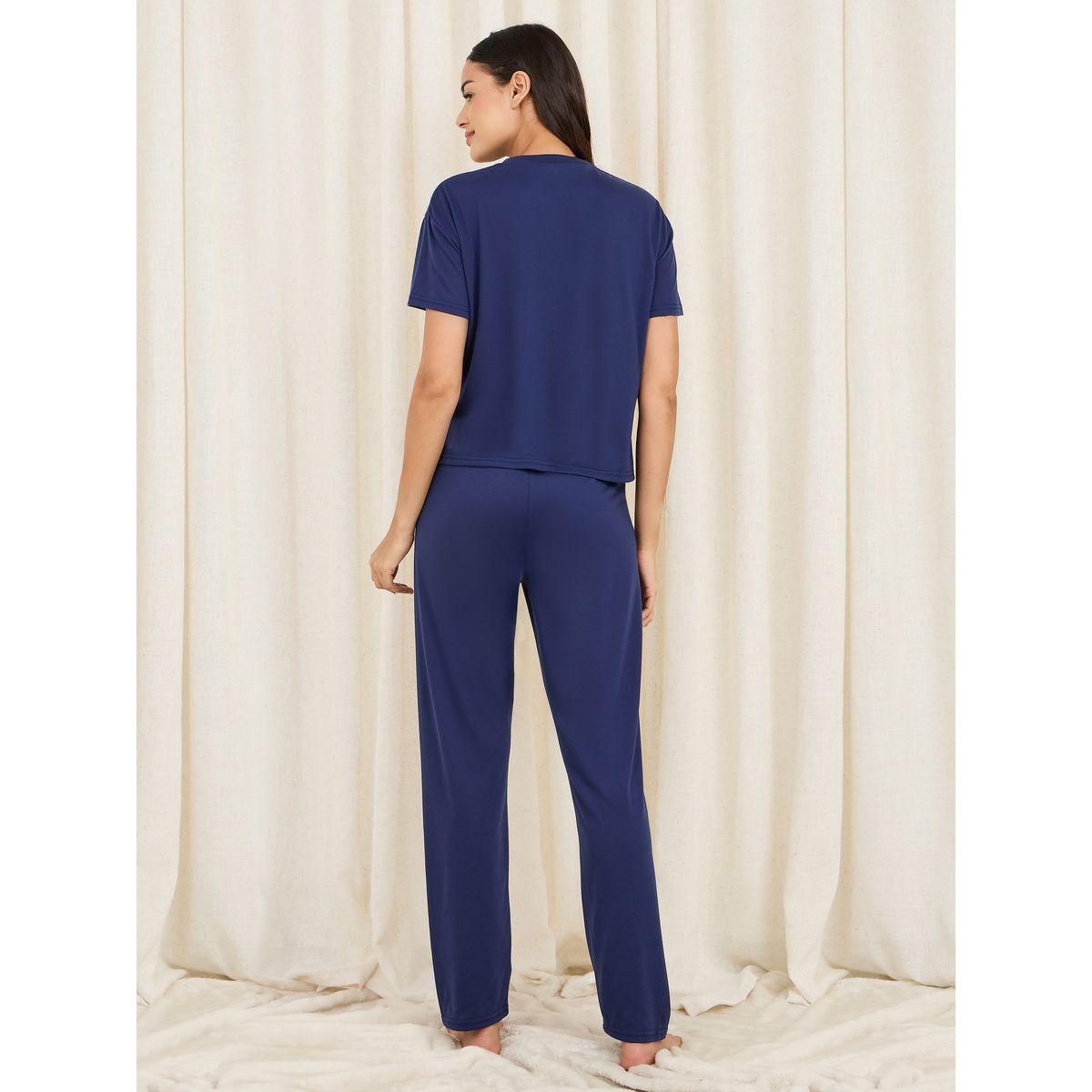 Styli Unwind Tassel Detail Aztec Pocket Print Drop Shoulder T-Shirt and Pyjama Set-women-clothing-nightwear-pyjamas-longsets-image-6