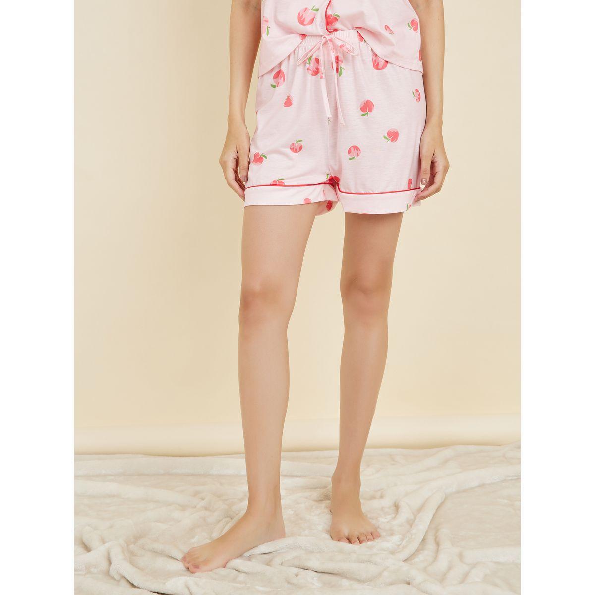 Styli Unwind Peach AOP Piped Detail Shirt and Short Set-women-clothing-nightwear-pyjamas-shortsets-image-6