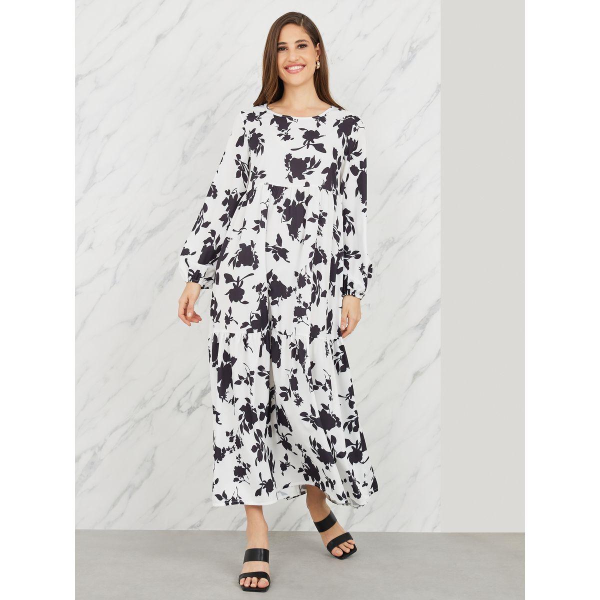 فستان طويل مطبع بزهور مع اكمام طويلة-women-clothing-dresses-image-1