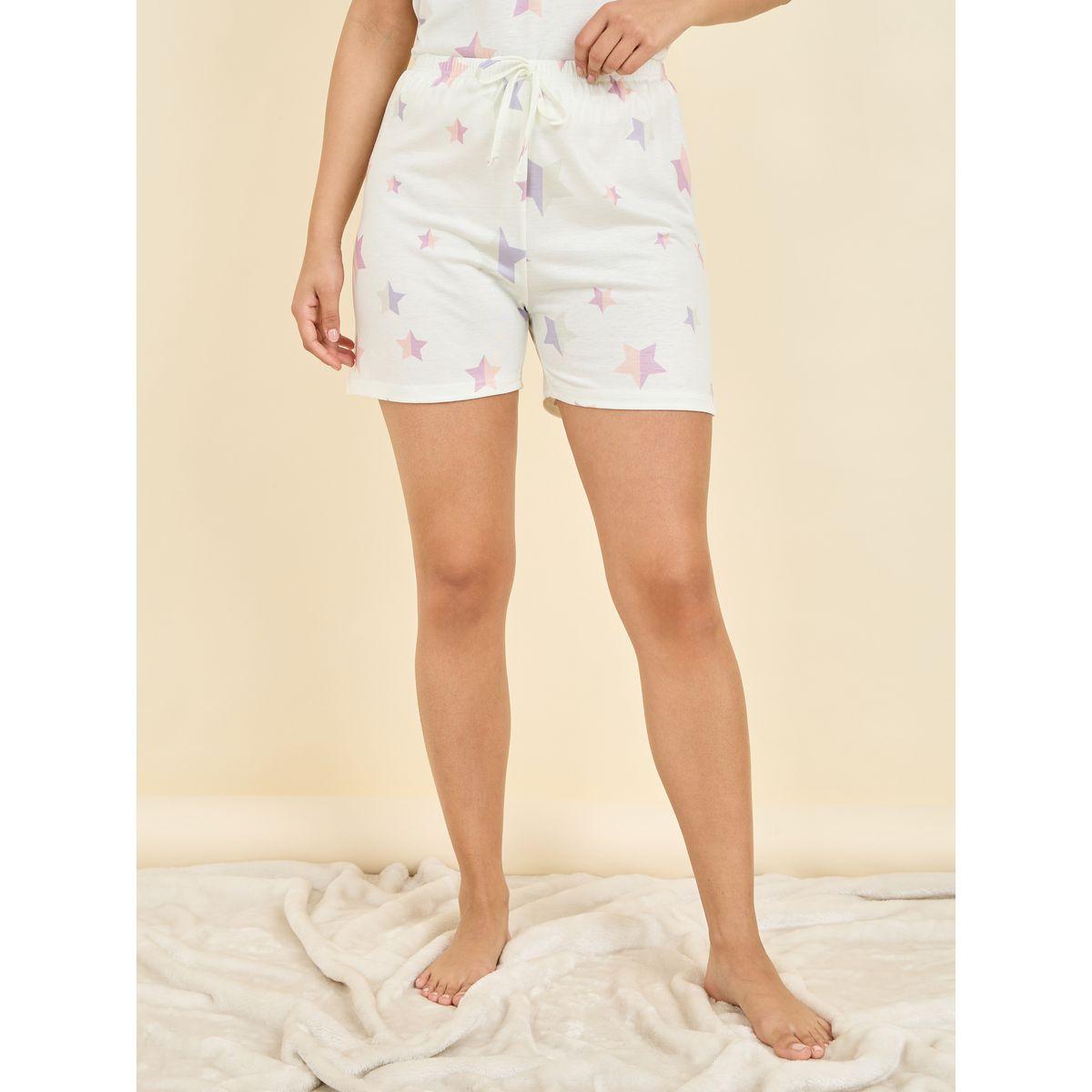 مجموعة من شورت وتيشيرت مطبع بطبعات نجوم-women-clothing-nightwear-pyjamas-shortsets-image-6
