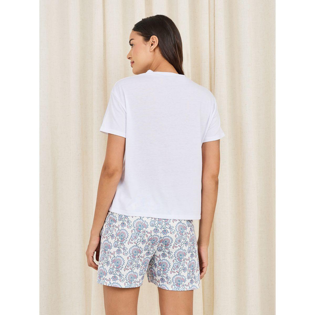 مجموعة من شورت مع تيشيرت بطبعة زهور-women-clothing-nightwear-pyjamas-shortsets-image-7