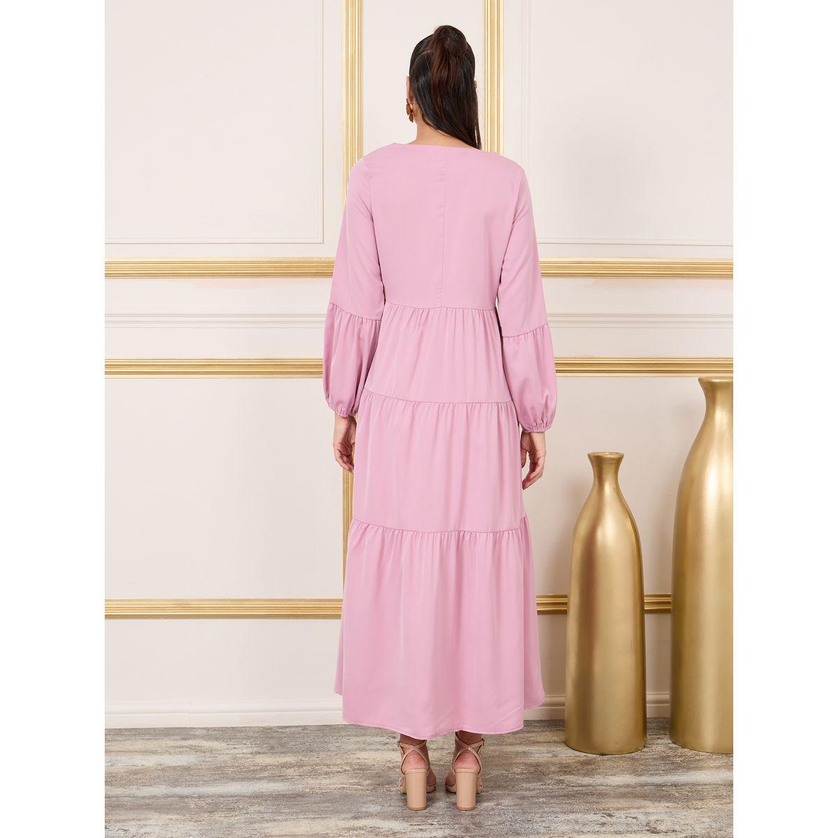 Styli Solid Long Sleeves Tiered Maxi Dress-women-clothing-dresses-image-4