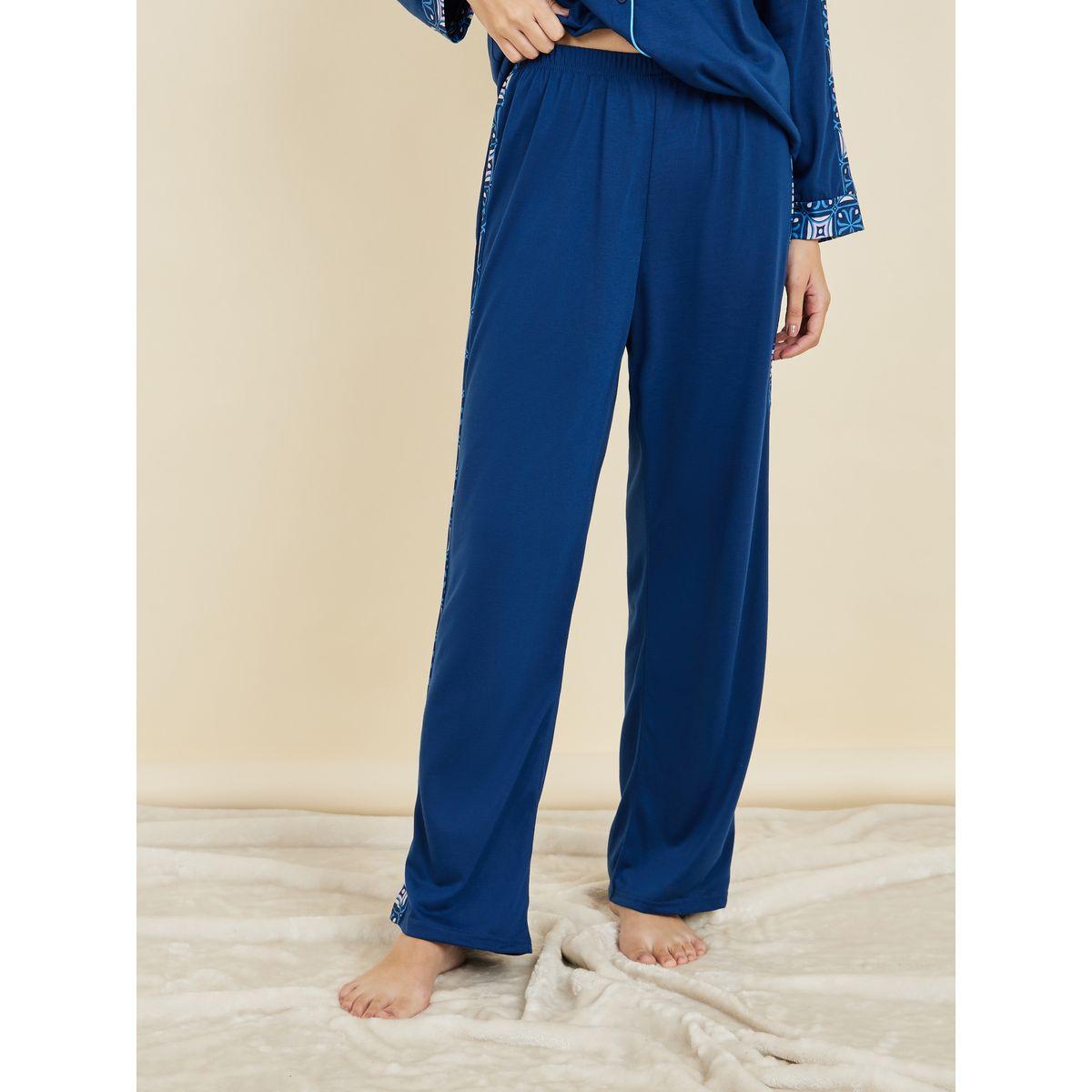 Styli Unwind Geo Print Tape Detail Shirt and Pyjama Set-women-clothing-nightwear-pyjamas-longsets-image-5