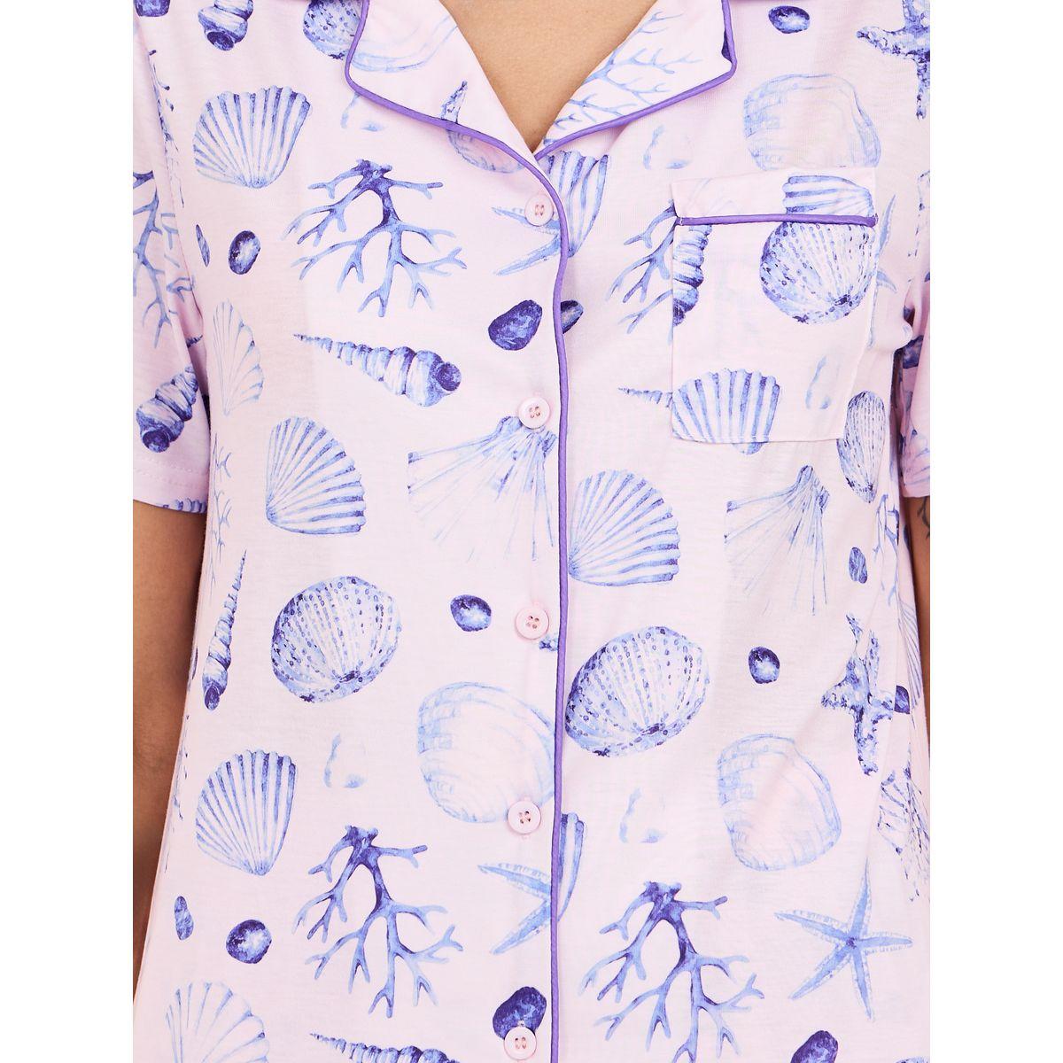 Styli Unwind Shell Print Piped Detail Shirt and Pyjama Set-women-clothing-nightwear-pyjamas-longsets-image-3
