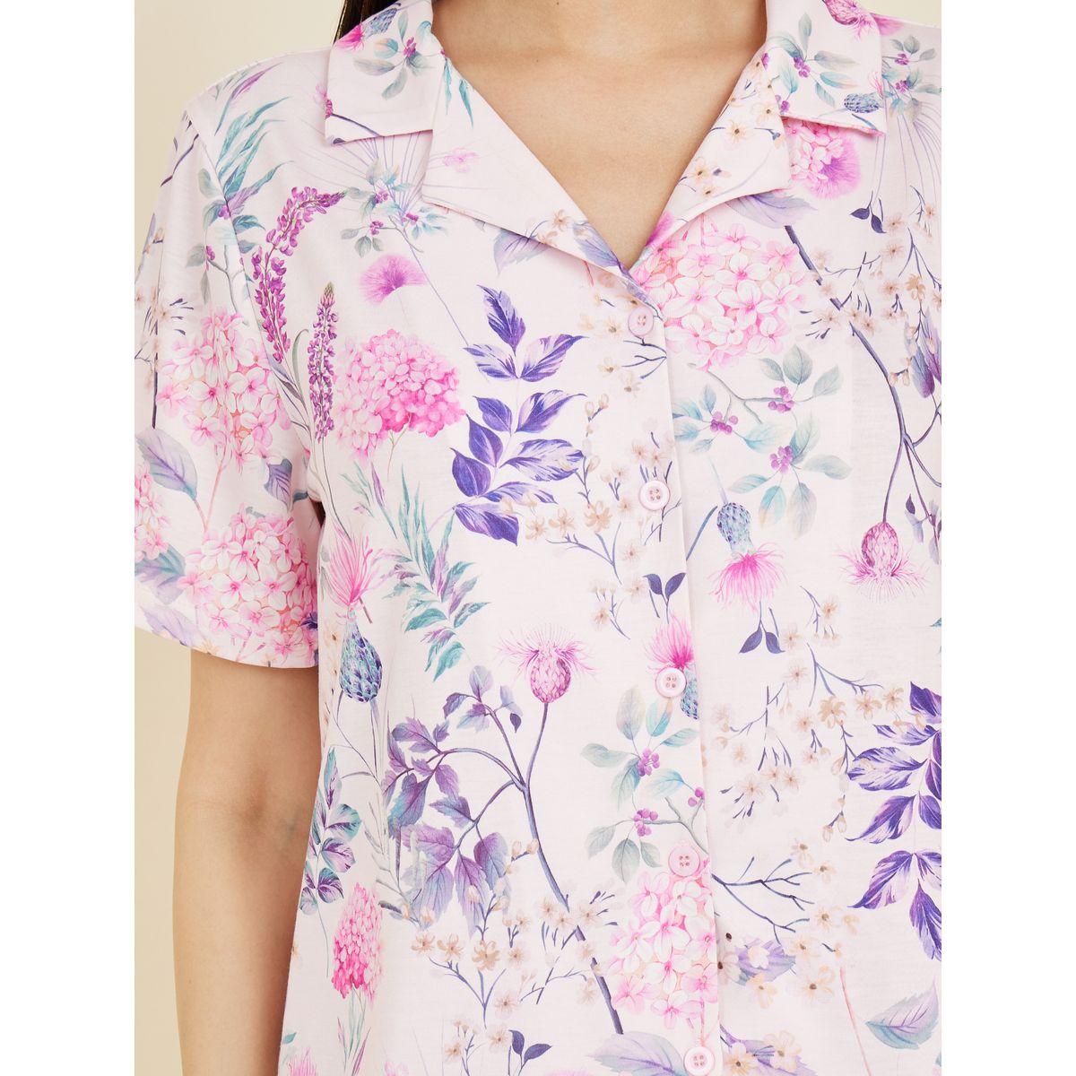Styli Unwind Floral Print Shirt and Pyjama Set-women-clothing-nightwear-pyjamas-longsets-image-3