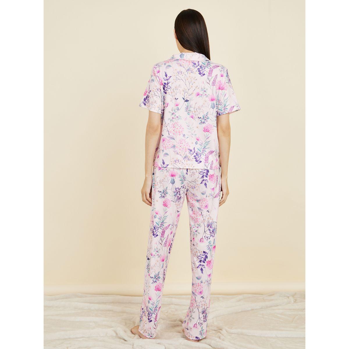 Styli Unwind Floral Print Shirt and Pyjama Set-women-clothing-nightwear-pyjamas-longsets-image-4