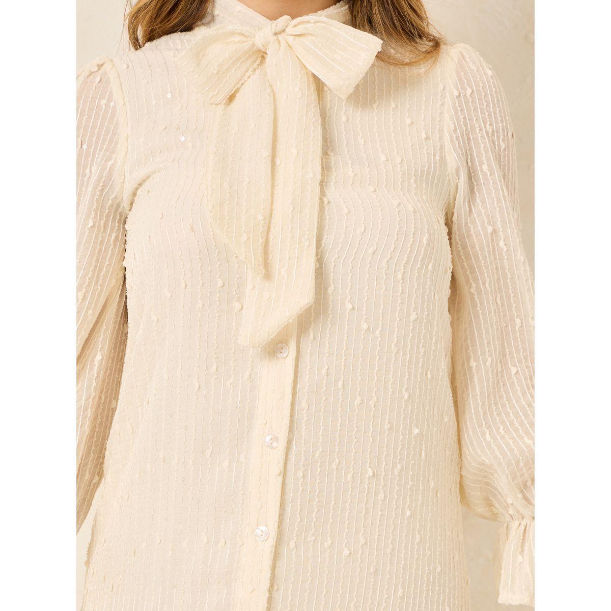 فستان ميدي بحافة كشكش وياقة بأربطة-women-clothing-dresses-image-3