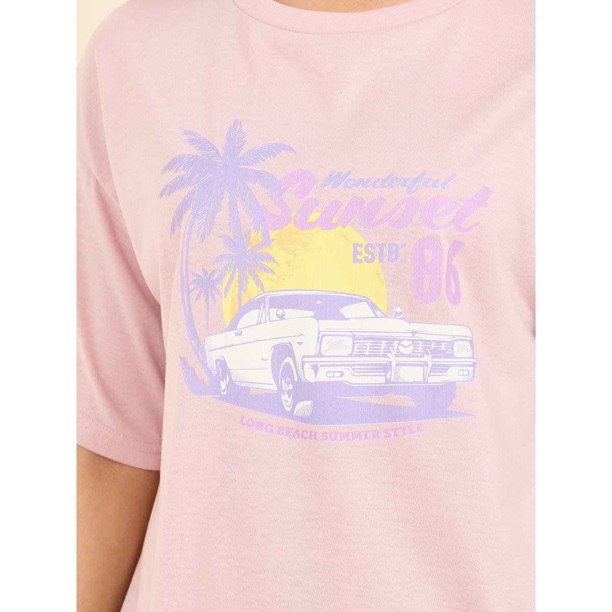 Styli Unwind Sunset Graphic Print T-shirt and Pyjama Set-women-clothing-nightwear-pyjamas-longsets-image-3