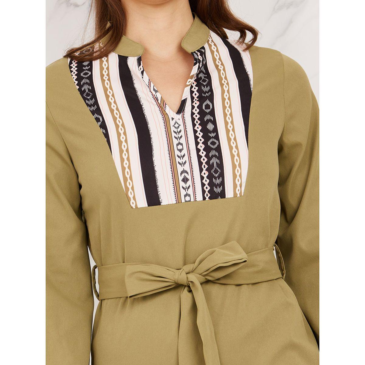 Styli Bohemian Print Tassel Detail Tiered Midi Dress with Self Tie Up-women-clothing-dresses-image-3