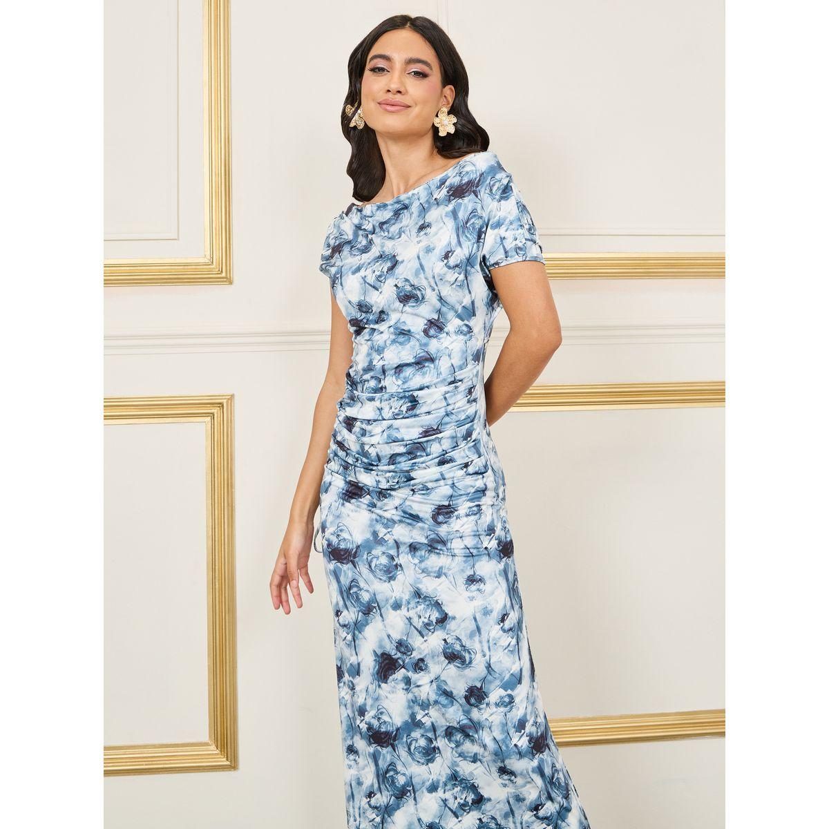 Styli Tie and Dye Print Ruched Detail Bodycon Maxi Dress-women-clothing-dresses-image-2