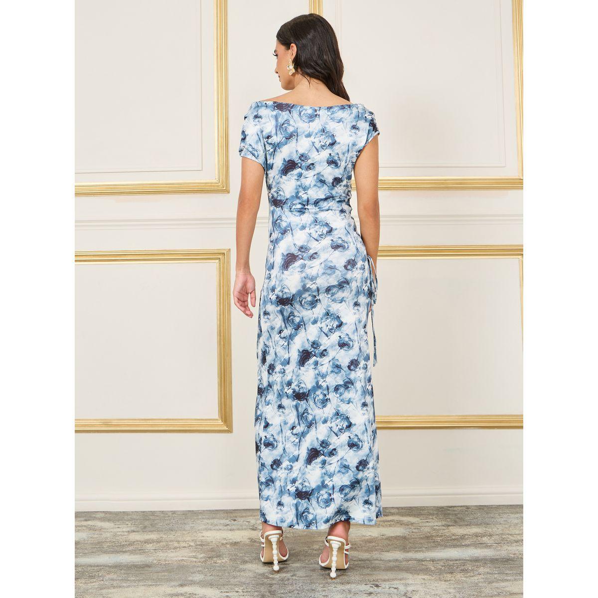 Styli Tie and Dye Print Ruched Detail Bodycon Maxi Dress-women-clothing-dresses-image-4