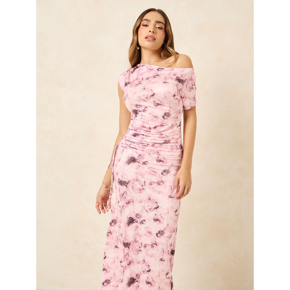 Styli Tie and Dye Print Ruched Bodycon Maxi Dress-women-clothing-dresses-image-3