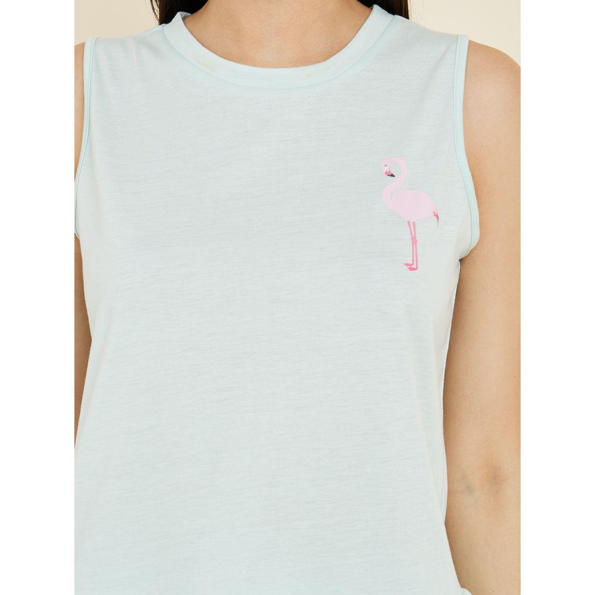 Styli Unwind Flamingo Print Ruffle Hem Vest and Pyjama Set-women-clothing-nightwear-pyjamas-longsets-image-4