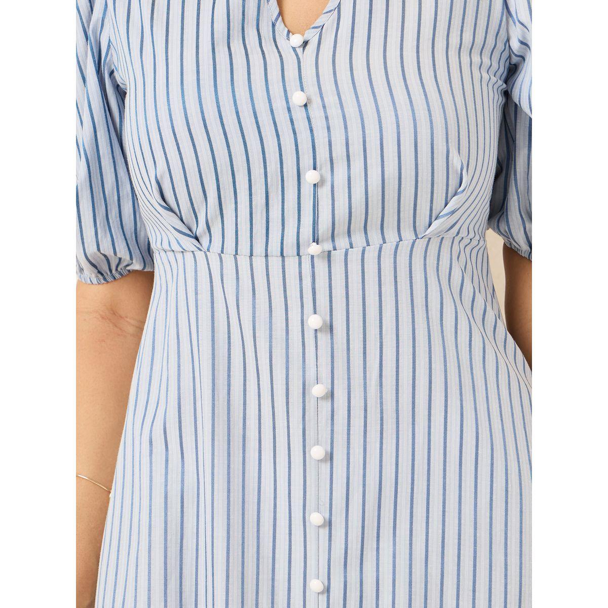 Styli Pinstripe Puff Sleeves A-Line Maxi Dress-women-clothing-dresses-image-3